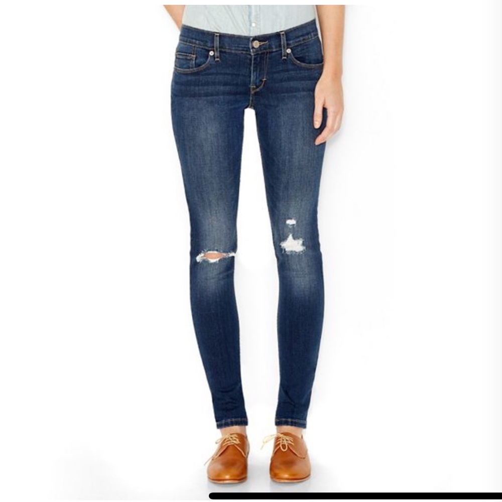 Levi 524 Skinny / Straight Leg Ripped Knee Jeans